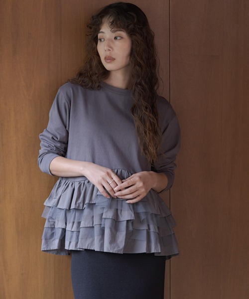 URBAN RESEARCH Sonny Label(アーバンリサーチサニーレーベル)の「『WEB限定』ペプラムチュールフリルカットソー(Tシャツ/カットソー・レディース・オフホワイト/チャコールグレー/ブラック・FREE)」の18枚目の写真