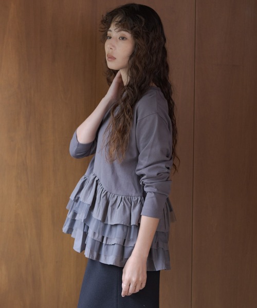 URBAN RESEARCH Sonny Label(アーバンリサーチサニーレーベル)の「『WEB限定』ペプラムチュールフリルカットソー(Tシャツ/カットソー・レディース・オフホワイト/チャコールグレー/ブラック・FREE)」の19枚目の写真