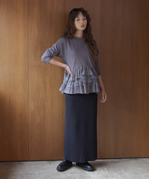 URBAN RESEARCH Sonny Label(アーバンリサーチサニーレーベル)の「『WEB限定』ペプラムチュールフリルカットソー(Tシャツ/カットソー・レディース・オフホワイト/チャコールグレー/ブラック・FREE)」の21枚目の写真