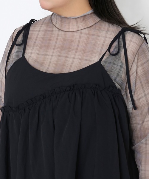 PUNYUS（プニュズ）の「【NEW SIZE】チェック柄ハイネックシアートップス（Tシャツ/カットソー・レディース・ベージュ/レッド/ネイビー・2/1/3/4/5）」の7枚目の写真