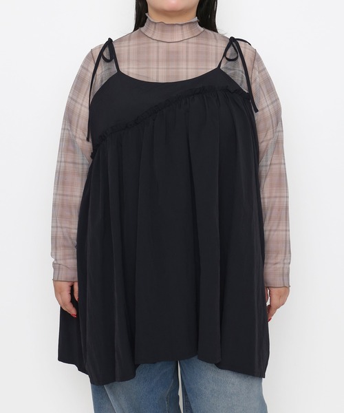 PUNYUS（プニュズ）の「【NEW SIZE】チェック柄ハイネックシアートップス（Tシャツ/カットソー・レディース・ベージュ/レッド/ネイビー・2/1/3/4/5）」の8枚目の写真