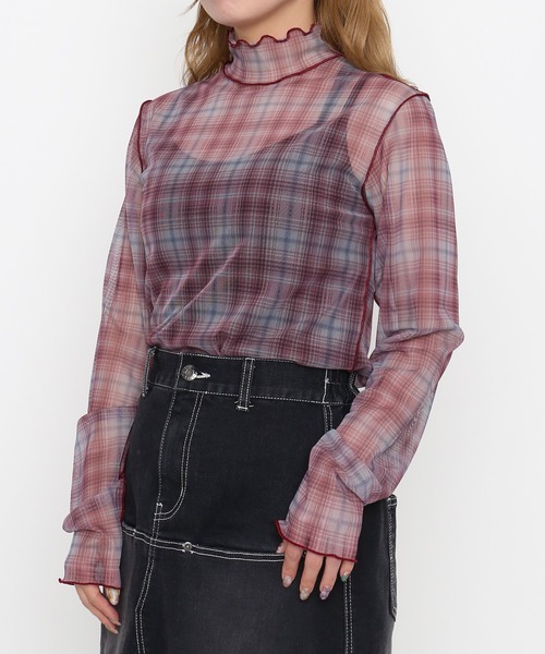 PUNYUS（プニュズ）の「【NEW SIZE】チェック柄ハイネックシアートップス（Tシャツ/カットソー・レディース・ベージュ/レッド/ネイビー・2/1/3/4/5）」の21枚目の写真