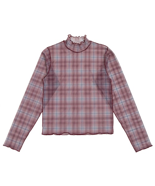 PUNYUS（プニュズ）の「【NEW SIZE】チェック柄ハイネックシアートップス（Tシャツ/カットソー・レディース・ベージュ/レッド/ネイビー・2/1/3/4/5）」の9枚目の写真