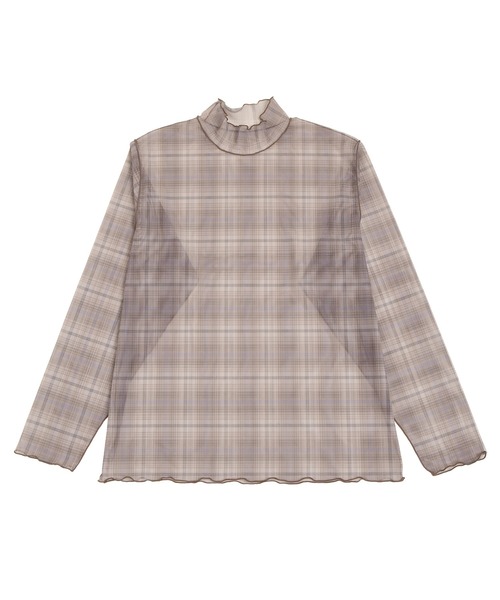 PUNYUS（プニュズ）の「【NEW SIZE】チェック柄ハイネックシアートップス（Tシャツ/カットソー・レディース・ベージュ/レッド/ネイビー・2/1/3/4/5）」の10枚目の写真