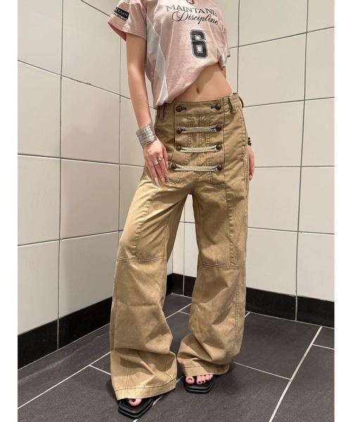 Lis ardent(リスアルダン)の「2026AW ナポレオンデザイン ワイドデニムパンツ/ユニセックス(デニムパンツ・レディース・ブラック/ベージュ・S/M/L)」の3枚目の写真