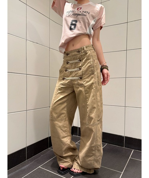 Lis ardent(リスアルダン)の「2026AW ナポレオンデザイン ワイドデニムパンツ/ユニセックス(デニムパンツ・レディース・ブラック/ベージュ・S/M/L)」の4枚目の写真