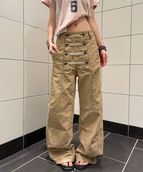 Lis ardent(リスアルダン)の「2026AW ナポレオンデザイン ワイドデニムパンツ/ユニセックス(デニムパンツ・レディース・ブラック/ベージュ・S/M/L)」の6枚目の写真