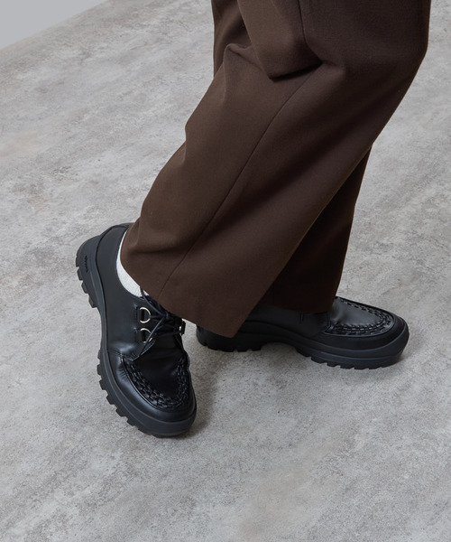 PADRONE(パドローネ)の「PADRONE パドローネ / INTERLACE SHOES with 884C Vibram 884Cビブラムソールレザーモカシンシューズ / PU8840-2012(ブーツ・メンズ・ブラック・40/41/42/43)」の5枚目の写真