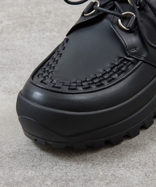 PADRONE(パドローネ)の「PADRONE パドローネ / INTERLACE SHOES with 884C Vibram 884Cビブラムソールレザーモカシンシューズ / PU8840-2012(ブーツ・メンズ・ブラック・40/41/42/43)」の9枚目の写真