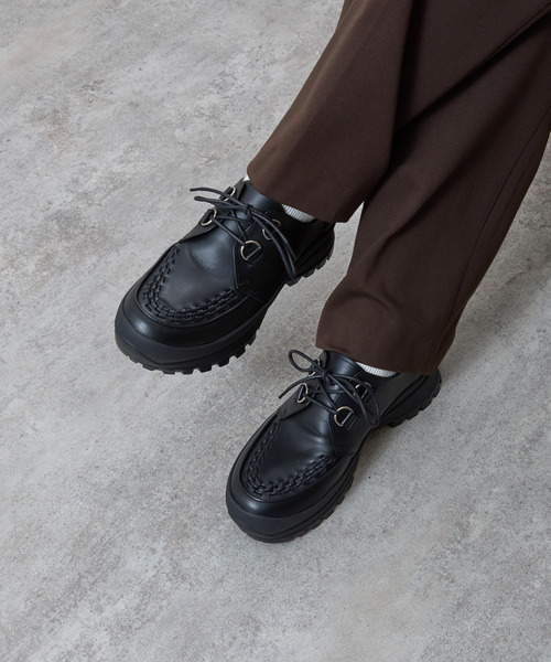 PADRONE(パドローネ)の「PADRONE パドローネ / INTERLACE SHOES with 884C Vibram 884Cビブラムソールレザーモカシンシューズ / PU8840-2012(ブーツ・メンズ・ブラック・40/41/42/43)」の18枚目の写真
