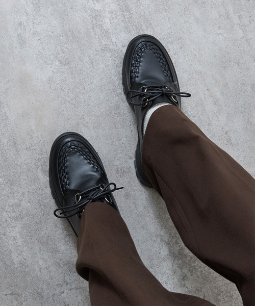 PADRONE(パドローネ)の「PADRONE パドローネ / INTERLACE SHOES with 884C Vibram 884Cビブラムソールレザーモカシンシューズ / PU8840-2012(ブーツ・メンズ・ブラック・40/41/42/43)」の19枚目の写真
