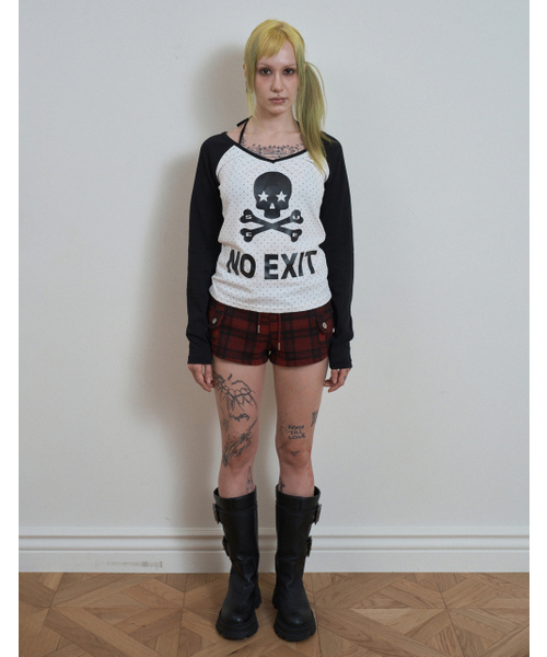 SETUP-EXE(セットアップイーエックスイー)の「SKULL DOT ラグランTシャツ / ホワイト(Tシャツ/カットソー・レディース・その他・OS)」の2枚目の写真