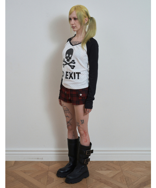 SETUP-EXE(セットアップイーエックスイー)の「SKULL DOT ラグランTシャツ / ホワイト(Tシャツ/カットソー・レディース・その他・OS)」の3枚目の写真