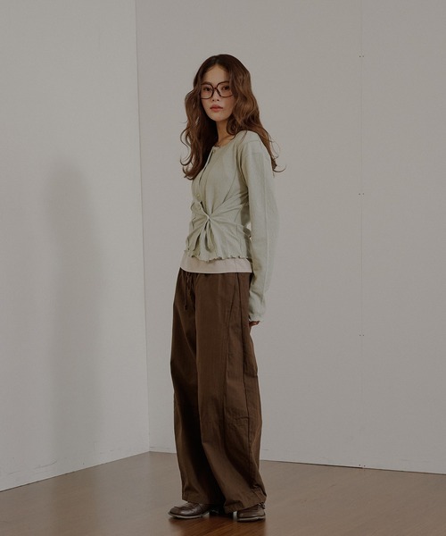 MUHET(ミュエータ)の「outseam side button cardigan / サイドボタンカーディガン(カーディガン/ボレロ・レディース・ネイビー/ミント/グレー・FREE)」の8枚目の写真