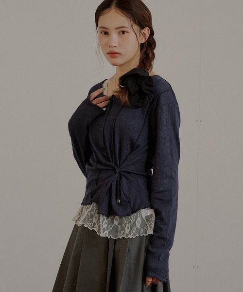 MUHET(ミュエータ)の「outseam side button cardigan / サイドボタンカーディガン(カーディガン/ボレロ・レディース・ネイビー/ミント/グレー・FREE)」の21枚目の写真