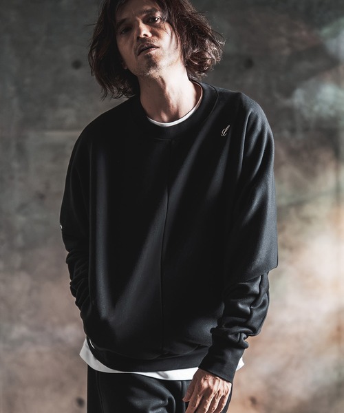 GLIMCLAP(グリムクラップ)の「msw1959-Bonded-Boa Sweat Dolman-Sleeve Crewneck Pullover スウェット(212-052-gla-cg)(スウェット・メンズ・ミックスグレー/ブラック・L/M/S)」の1枚目の写真