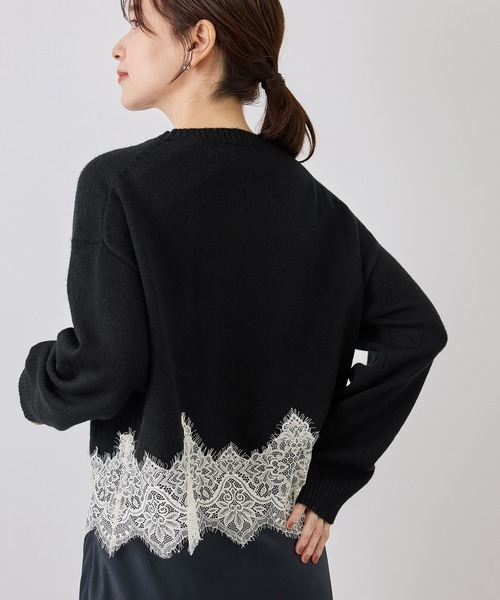 ROPE' PICNIC(ロペピクニック)の「裾レースドッキングニットプルオーバー(ニット/セーター・レディース・キナリ/サックスブルー/グレー/ダークブラウン/ブラック・FREE)」の9枚目の写真