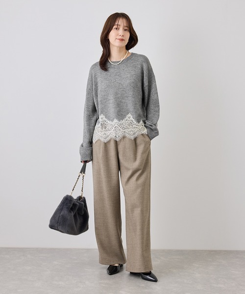 ROPE' PICNIC(ロペピクニック)の「裾レースドッキングニットプルオーバー(ニット/セーター・レディース・キナリ/サックスブルー/グレー/ダークブラウン/ブラック・FREE)」の10枚目の写真