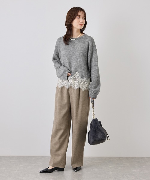 ROPE' PICNIC(ロペピクニック)の「裾レースドッキングニットプルオーバー(ニット/セーター・レディース・キナリ/サックスブルー/グレー/ダークブラウン/ブラック・FREE)」の11枚目の写真