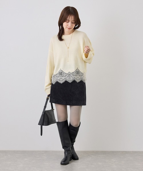 ROPE' PICNIC(ロペピクニック)の「裾レースドッキングニットプルオーバー(ニット/セーター・レディース・キナリ/サックスブルー/グレー/ダークブラウン/ブラック・FREE)」の15枚目の写真