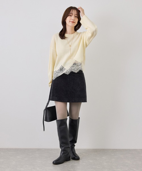 ROPE' PICNIC(ロペピクニック)の「裾レースドッキングニットプルオーバー(ニット/セーター・レディース・キナリ/サックスブルー/グレー/ダークブラウン/ブラック・FREE)」の16枚目の写真