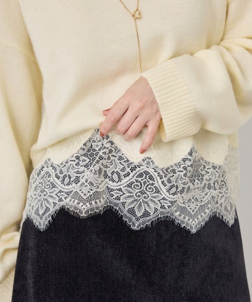ROPE' PICNIC(ロペピクニック)の「裾レースドッキングニットプルオーバー(ニット/セーター・レディース・キナリ/サックスブルー/グレー/ダークブラウン/ブラック・FREE)」の18枚目の写真
