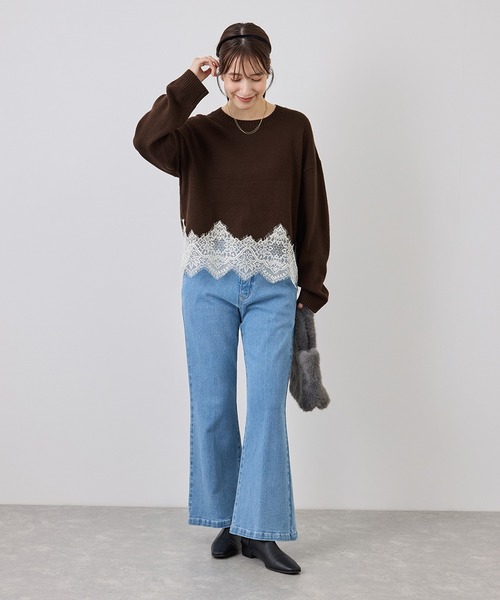 ROPE' PICNIC(ロペピクニック)の「裾レースドッキングニットプルオーバー(ニット/セーター・レディース・キナリ/サックスブルー/グレー/ダークブラウン/ブラック・FREE)」の20枚目の写真