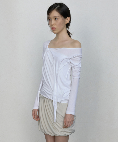 FLAREUP（フレアアップ）の「3レイヤー編みスリーブ (FL-184_White)（Tシャツ/カットソー・レディース・ホワイト・OS）」の2枚目の写真
