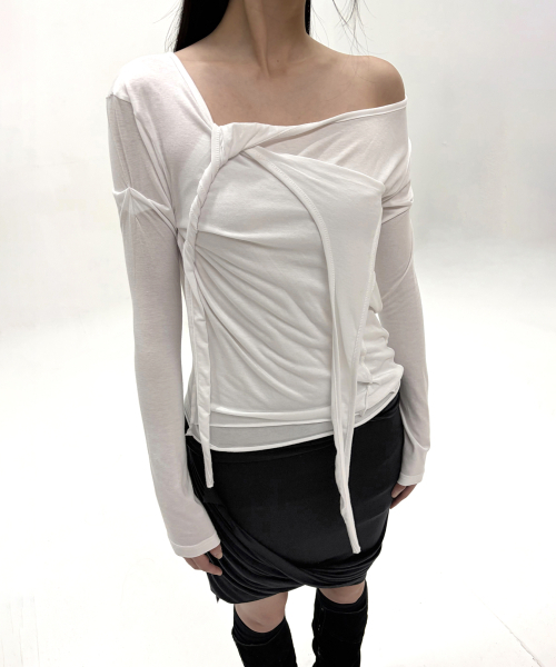 FLAREUP（フレアアップ）の「3レイヤー編みスリーブ (FL-184_White)（Tシャツ/カットソー・レディース・ホワイト・OS）」の4枚目の写真