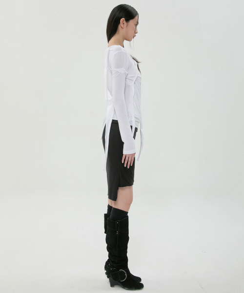 FLAREUP（フレアアップ）の「3レイヤー編みスリーブ (FL-184_White)（Tシャツ/カットソー・レディース・ホワイト・OS）」の8枚目の写真