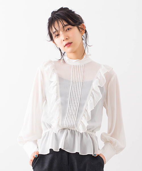 NINE（ナイン）の「【NINE】《STUDIOUS別注》ビクトリアンブラウス（シャツ/ブラウス・レディース・ブラック/マスタード/ホワイト・FREE）」の4枚目の写真