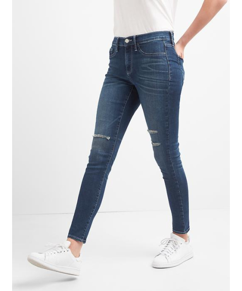 GAP（ギャップ）の「Gap ミッドライズ ダメージ イージージェギンス（デニムパンツ・レディース・インディゴブルー・28inch/23inch/24inch/25inch/27inch/26inch/29inch）」の4枚目の写真