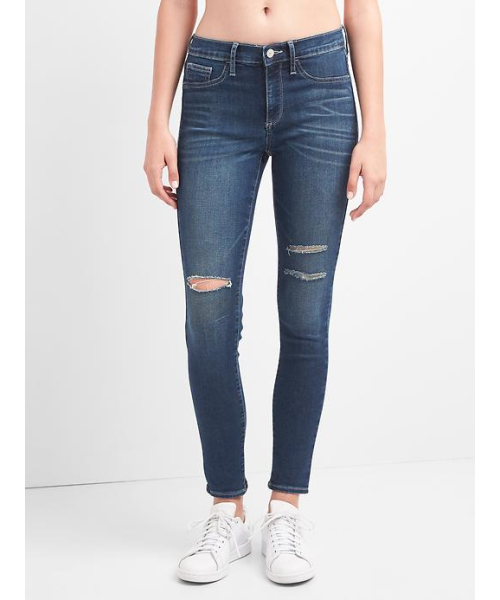 GAP（ギャップ）の「Gap ミッドライズ ダメージ イージージェギンス（デニムパンツ・レディース・インディゴブルー・28inch/23inch/24inch/25inch/27inch/26inch/29inch）」の6枚目の写真