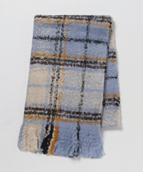 U.Q（ユウキュウ）の「チェックストール（ストール/ショール・レディース・ブラック/ベージュ/グリーン/ブルー・FREE）」の2枚目の写真