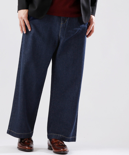 MONO-MART（モノマート）の「タックワイドデニムパンツ テーパードワイドシルエットデニム（その他パンツ・メンズ・サックスブルー/インディゴブルー/ブルー/ライトインディゴブルー・M/L）」の3枚目の写真