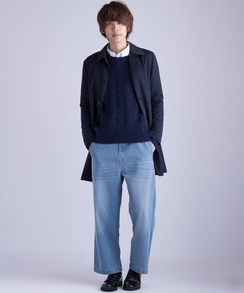 MONO-MART（モノマート）の「タックワイドデニムパンツ テーパードワイドシルエットデニム（その他パンツ・メンズ・サックスブルー/インディゴブルー/ブルー/ライトインディゴブルー・M/L）」の6枚目の写真