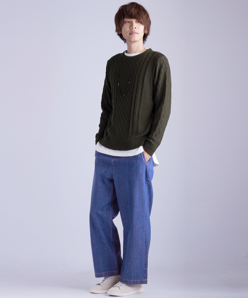 MONO-MART（モノマート）の「タックワイドデニムパンツ テーパードワイドシルエットデニム（その他パンツ・メンズ・サックスブルー/インディゴブルー/ブルー/ライトインディゴブルー・M/L）」の8枚目の写真