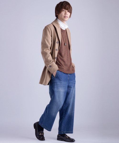 MONO-MART（モノマート）の「タックワイドデニムパンツ テーパードワイドシルエットデニム（その他パンツ・メンズ・サックスブルー/インディゴブルー/ブルー/ライトインディゴブルー・M/L）」の9枚目の写真