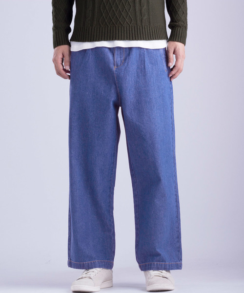 MONO-MART（モノマート）の「タックワイドデニムパンツ テーパードワイドシルエットデニム（その他パンツ・メンズ・サックスブルー/インディゴブルー/ブルー/ライトインディゴブルー・M/L）」の12枚目の写真