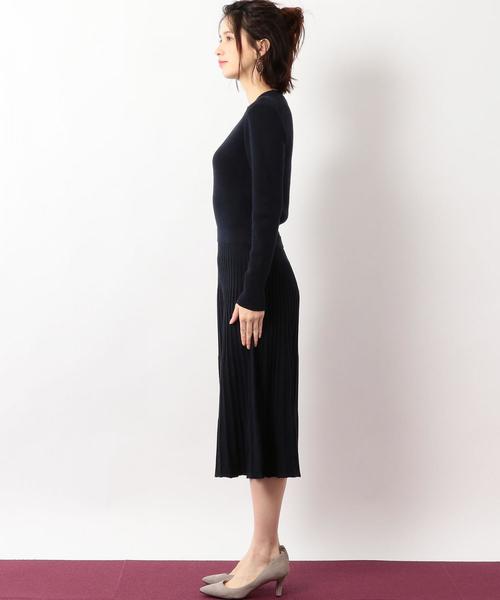 green label relaxing（グリーンレーベルリラクシング）の「KF リブコンビ プリーツ ニットワンピース（ワンピース・レディース・ネイビー/ブラウン・FREE）」の12枚目の写真