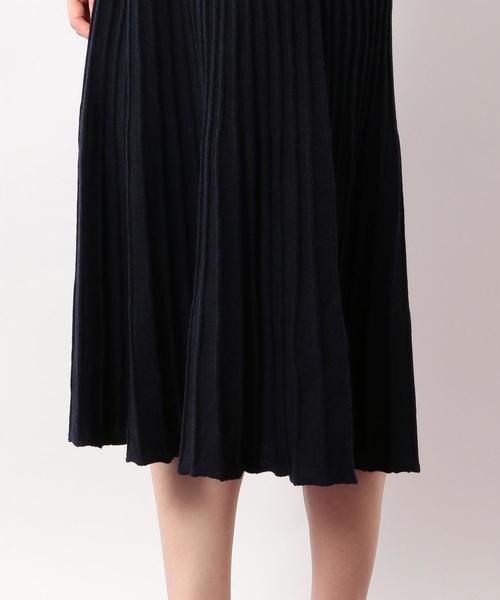 green label relaxing（グリーンレーベルリラクシング）の「KF リブコンビ プリーツ ニットワンピース（ワンピース・レディース・ネイビー/ブラウン・FREE）」の4枚目の写真