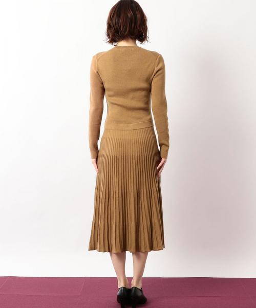 green label relaxing（グリーンレーベルリラクシング）の「KF リブコンビ プリーツ ニットワンピース（ワンピース・レディース・ネイビー/ブラウン・FREE）」の7枚目の写真