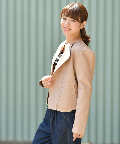 咲村です。ノーノーイエスの素敵なブルゾンです！レディース　本革　ベージュ N.（N. Natural Beauty Basic）（エヌエヌナチュラルビューティー