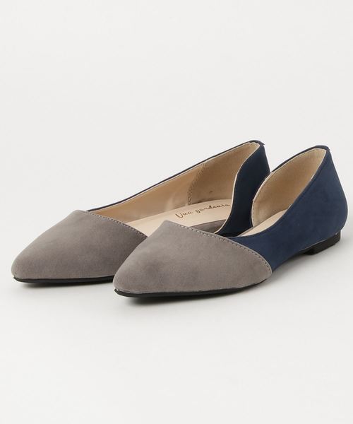 Una gardenia（ウナガルデニア）の「配色サイドオープンフラットパンプス（パンプス・レディース・ブラック/グレー/オレンジ/グリーン・S/M/L）」の6枚目の写真