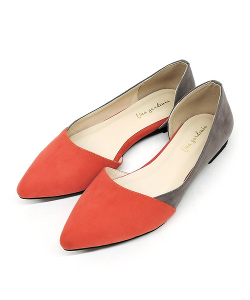 Una gardenia（ウナガルデニア）の「配色サイドオープンフラットパンプス（パンプス・レディース・ブラック/グレー/オレンジ/グリーン・S/M/L）」の9枚目の写真