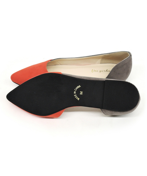 Una gardenia（ウナガルデニア）の「配色サイドオープンフラットパンプス（パンプス・レディース・ブラック/グレー/オレンジ/グリーン・S/M/L）」の14枚目の写真