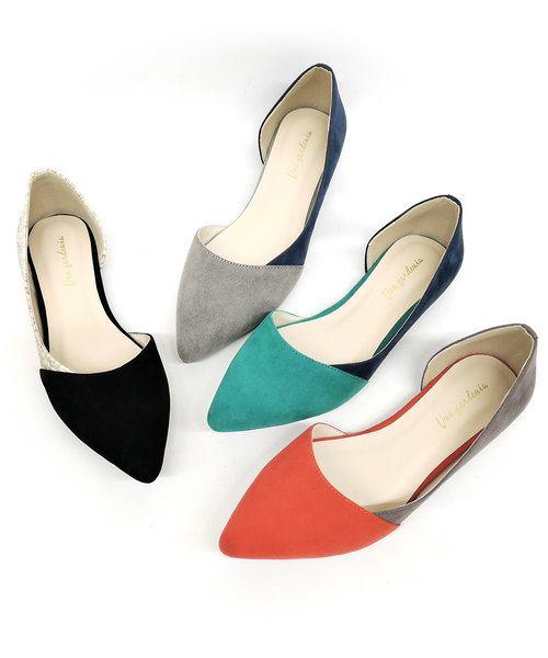 Una gardenia（ウナガルデニア）の「配色サイドオープンフラットパンプス（パンプス・レディース・ブラック/グレー/オレンジ/グリーン・S/M/L）」の15枚目の写真