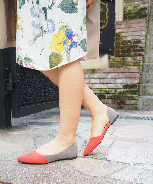 Una gardenia（ウナガルデニア）の「配色サイドオープンフラットパンプス（パンプス・レディース・ブラック/グレー/オレンジ/グリーン・S/M/L）」の19枚目の写真