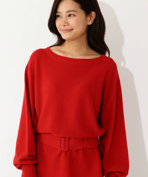 22 OCTOBRE（ヴァンドゥ－オクトーブル）の「◆ウエストマークニットプルオーバー（ニット/セーター・レディース・レッド/ホワイト/ネイビー・2）」の3枚目の写真