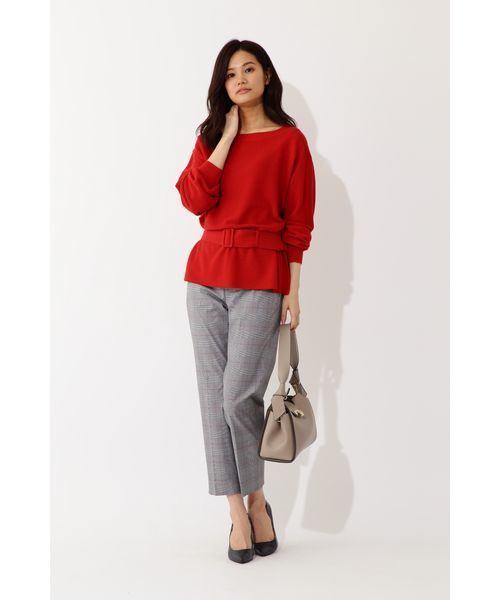 22 OCTOBRE（ヴァンドゥ－オクトーブル）の「◆ウエストマークニットプルオーバー（ニット/セーター・レディース・レッド/ホワイト/ネイビー・2）」の4枚目の写真